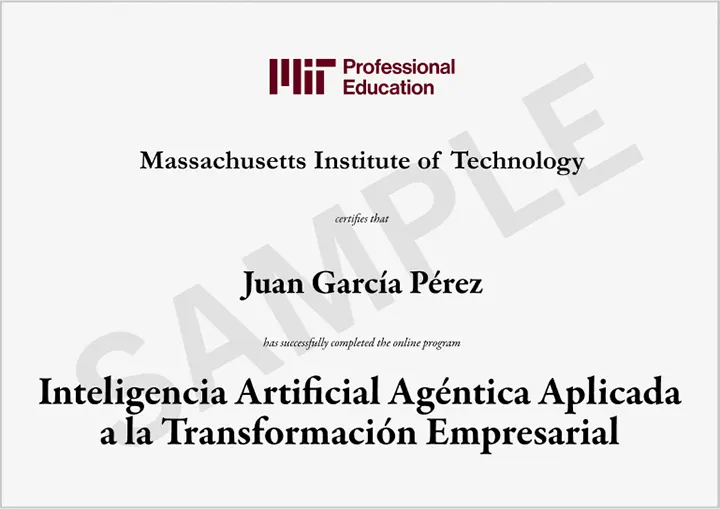 Certificado del Programa Inteligencia Artificial Agéntica Aplicada a la Transformación Empresarial