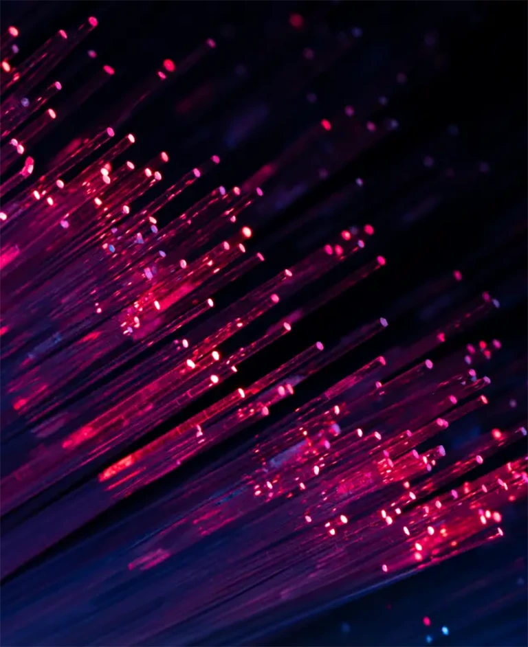 Abstract glowing fiber optic strands
